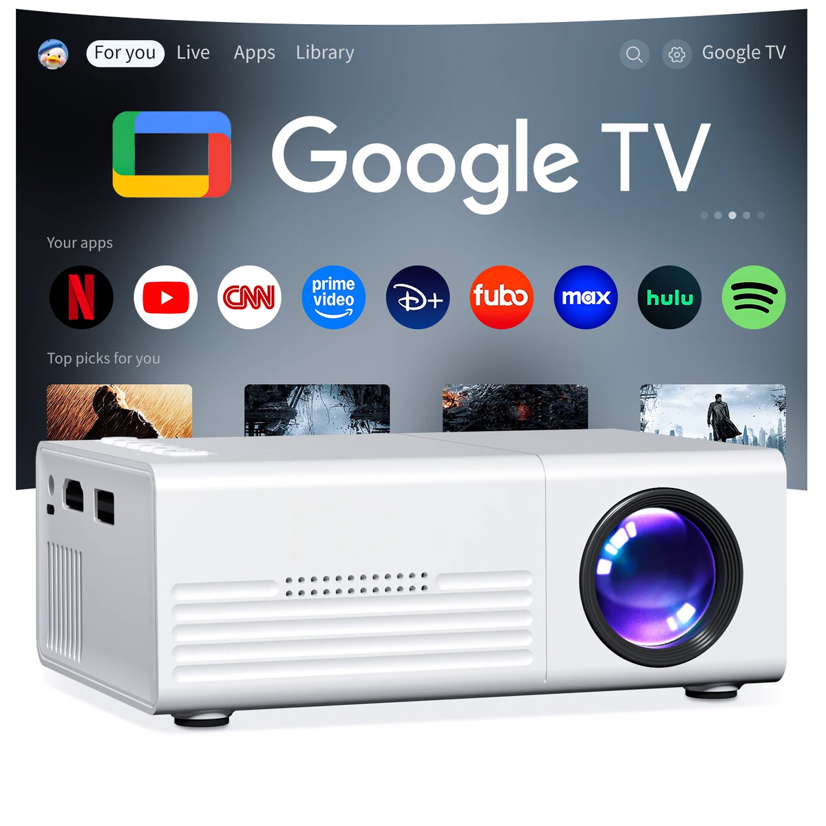Mini vidéoprojecteur Wi-Fi et Bluetooth avec télécommande