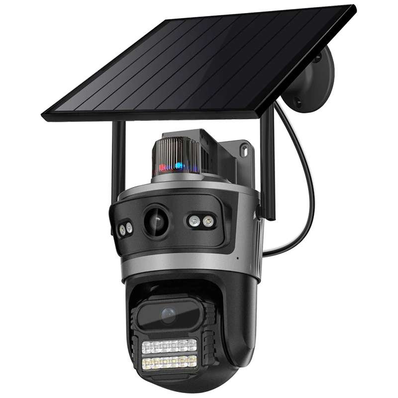 Caméra de surveillance solaire 4G à double objectif