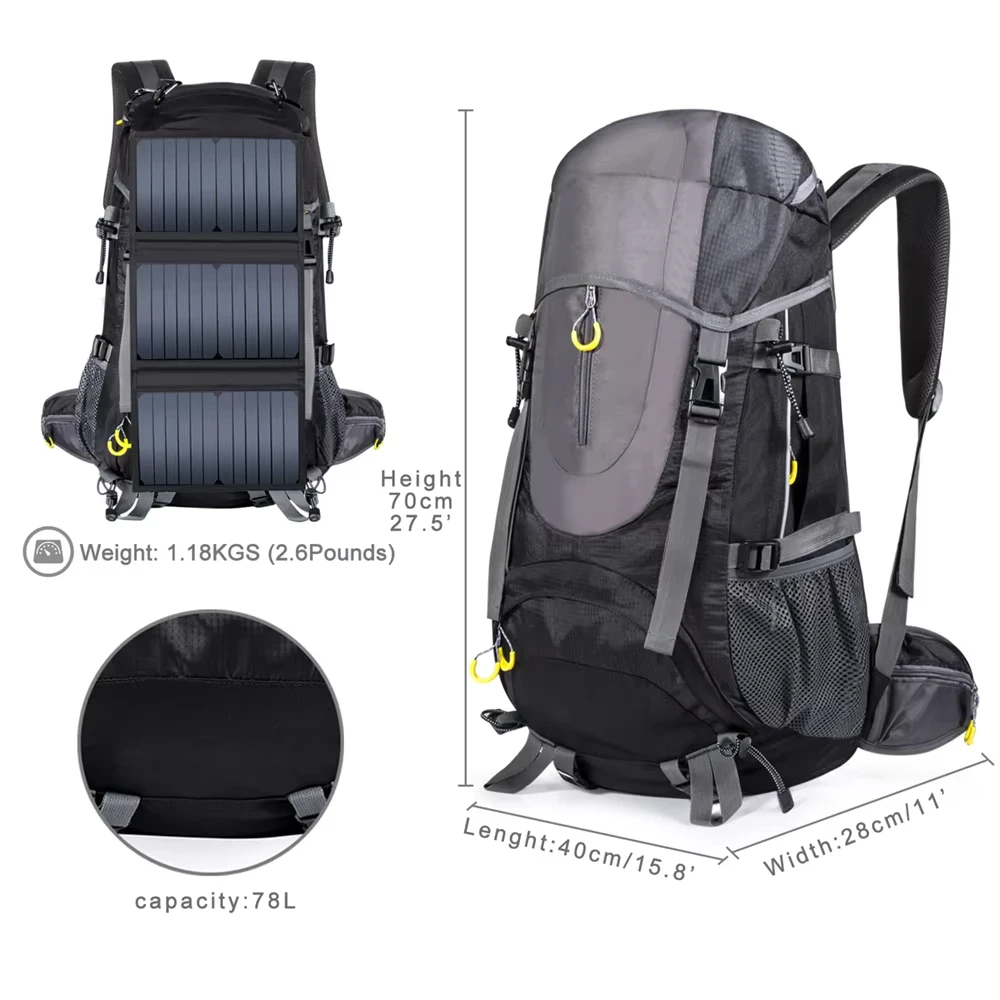 Sac à dos solaire imperméable avec port USB de charge – 3