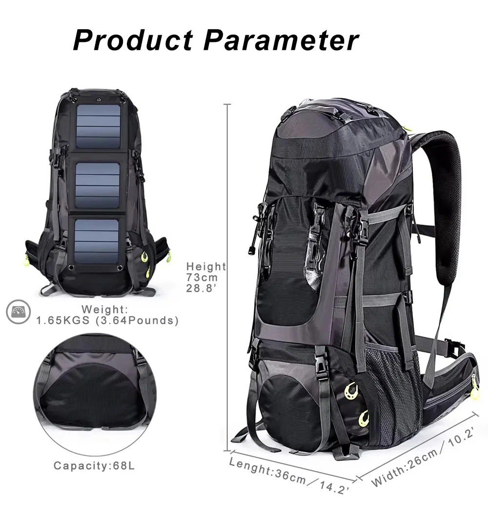 Sac à dos solaire imperméable avec port USB de charge – 6